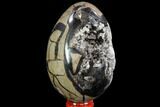 Septarian Dragon Egg Geode - Black Crystals #109971-2